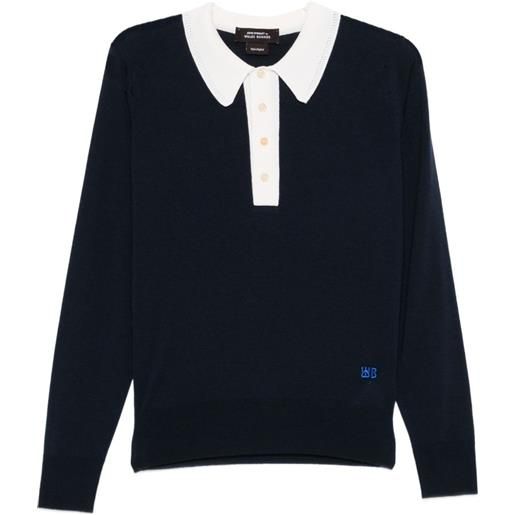 Wales Bonner polo henry a maniche lunghe - blu