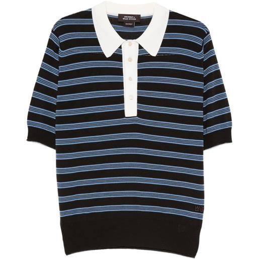 Wales Bonner polo breeze a righe - marrone