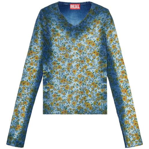 Diesel t-shirt m-ege a fiori - blu