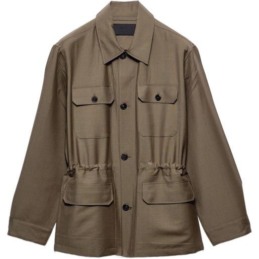 Prada giacca safari in lana e mohair - marrone