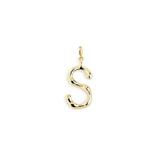 SINGULARU - charm letter xl. Pendente iniziale in ottone con finitura placcata oro 18kt. Combinabile con collana. Gioielli da donna. Lettera s