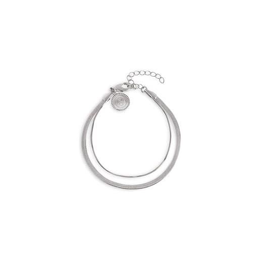 Breil, Collezione Magnetica System, Bracciale Donna a Due Catene in Acciaio e Pietre Naturali, Chiusura con Magnete, Compatibile con Tutti gli Elementi Magnetica System, Idea Regalo Donna
