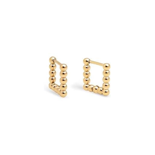 Orecchini a cerchio quadrati in acciaio inossidabile color oro e argento per donna, con zirconi cubici lucidi e geometrici da sposa