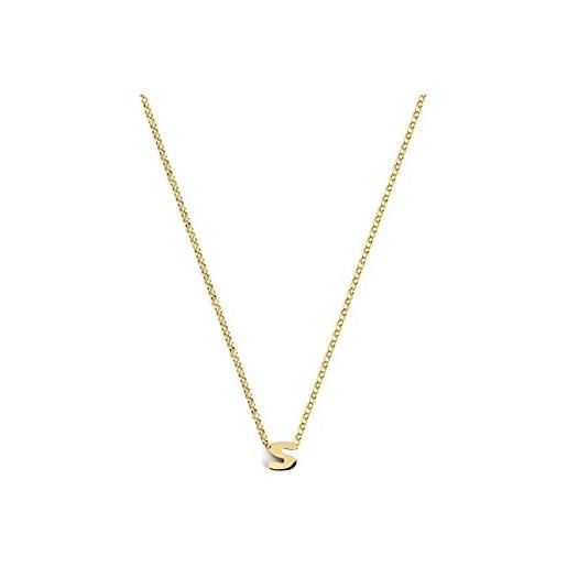Collana Con Iniziale S Donna, Oro, Ciondolo Lettera S, Materiale Antiossidante, Elegante Per Ogni Occasione