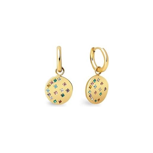 Orecchini Cuore in Argento Rosa 925 con Zirconi Multicolore - Tutti gli
