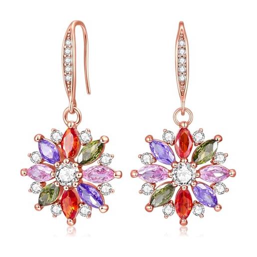 Starchenie Orecchini A Fiocco Di Neve In Argento 925 Con Zirconi - 20 Mm, Leggeri 2.3 G - Gioiello Invernale In Elegante Confezione Regalo - 2