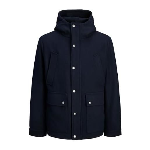 JACK & JONES jprblajess wool blend parka, navy scuro, l uomo