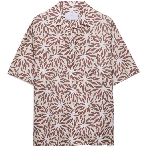 Prada printed cotton bowling shirt - toni neutri
