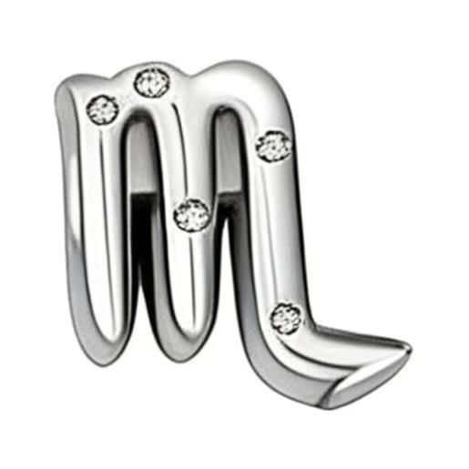WEIMU charm con segno zodiacale per bracciale, in argento sterling 925, con 12 costellazioni, per san valentino, festa della mamma, per braccialetti europei, m, argento sterling, zirconia cubica