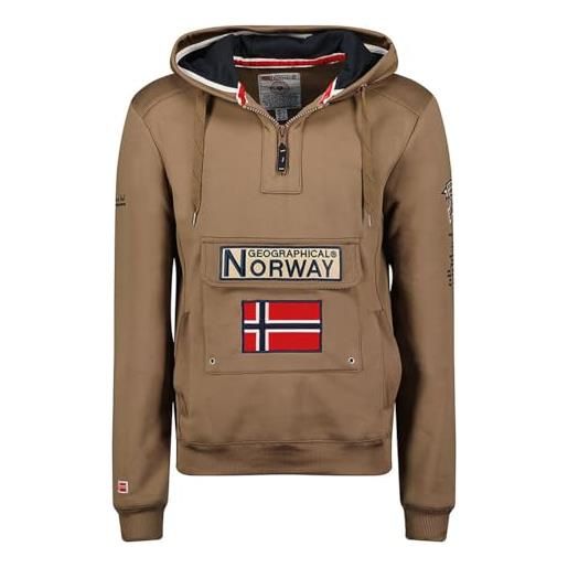 Geographical Norway felpa manica lunga gymclass hoodie uomo taupe m
