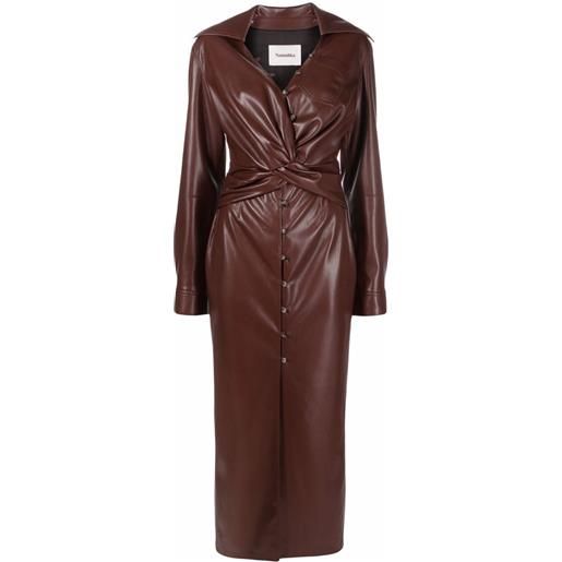Nanushka abito midi drappeggiato - marrone