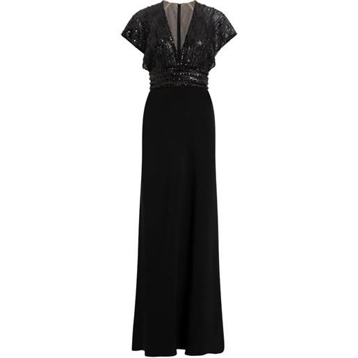 Jenny Packham abito lungo cary con scollo a v - nero