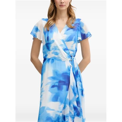 Joseph Ribkoff abito midi con ruches - blu
