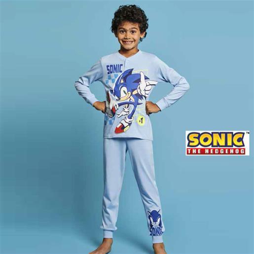Pigiama Uomo Sonic The Hedgehog - Pantaloni Morbidi Con Motivo Viso, Licenza Ufficiale