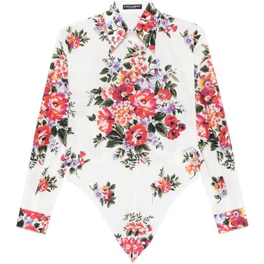 Dolce & Gabbana camicia con stampa bouquet - bianco