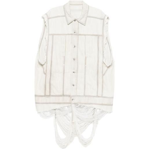 Rick Owens giacca denim con bordi sfrangiati - toni neutri