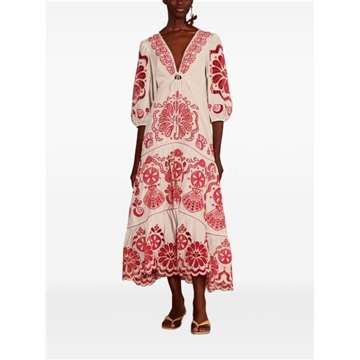 FARM Rio abito a balze con ricamo - bianco