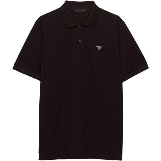 Prada polo con placca logo - nero