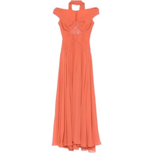 Elie Saab set di due abiti lunghi con ricamo - arancione