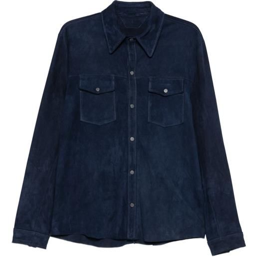 Salvatore Santoro giacca-camicia in pelle scamosciata - blu