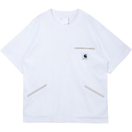sacai t-shirt leggera x carhartt wip - bianco