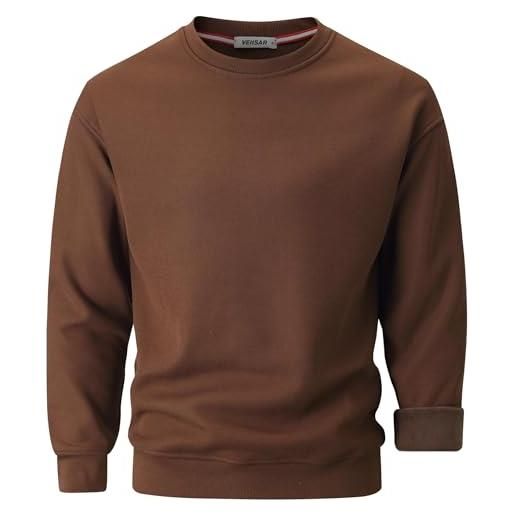 VEIISAR felpa da uomo heavy weight con scollo rotondo, 410 g, calda felpa per autunno e inverno, spessa fodera interna in pile, 618 marrone, xxl