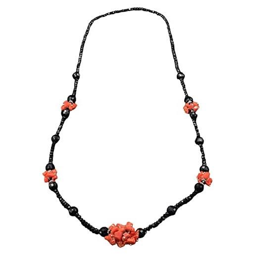 Collana in Corallo Rosso Mediterraneo E Zirconi
