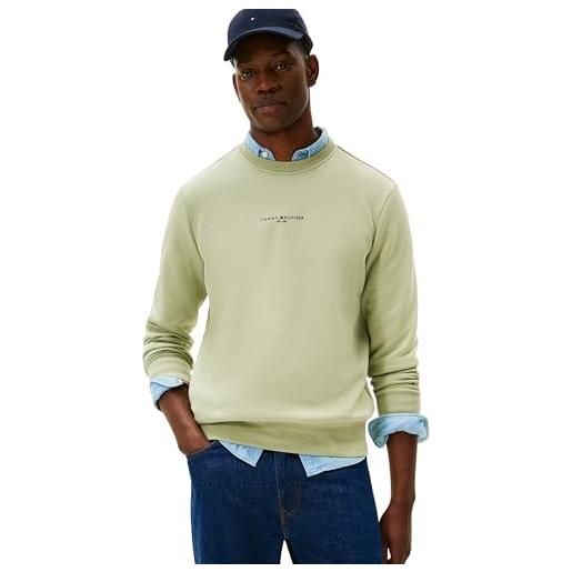 Tommy Hilfiger uomo felpa tipped con scollo rotondo, verde (earth sage), xxl
