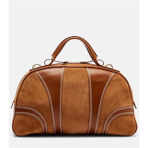 Dries Van Noten borsa in suede con pelle