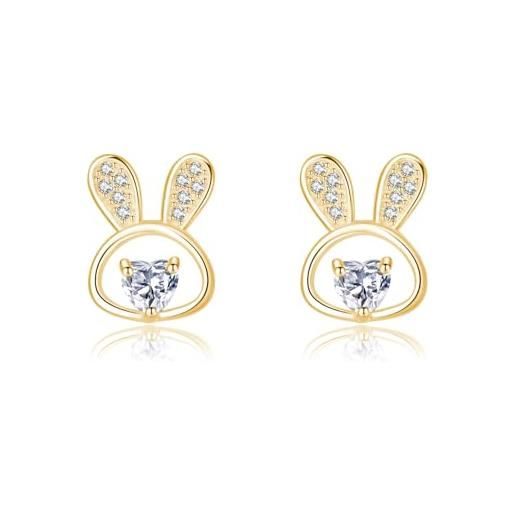 Orecchini A Tema Luna E Coniglio | Argento | Pendenti Artistici E Alla Moda Per Donna | Regalo