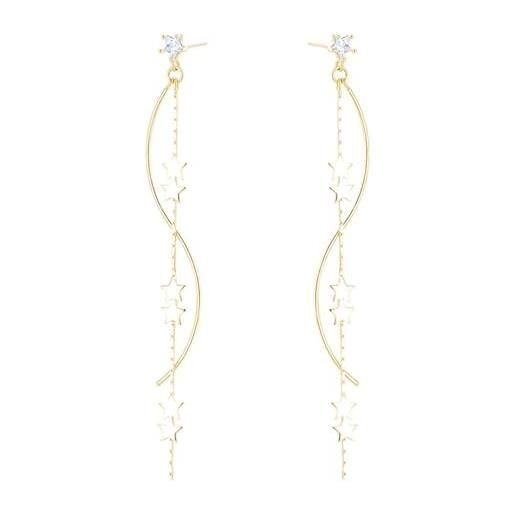 Orecchini lunghi e pendenti in argento sterling 925 e zirconi - BAZAR CHIC - Italia