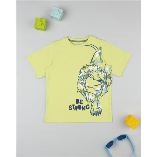 Prénatal t-shirt bimbo gialla stampa leone