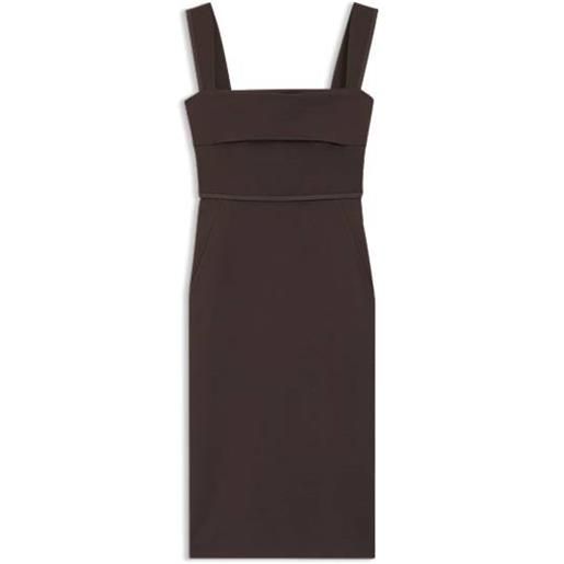 BOSS vestito slim fit in jersey con dettaglio a strati, marrone scuro