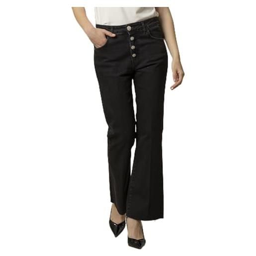 Kocca - pantaloni in denim con bottoni gioiello donna, tinta unita, colore: denim blu scuro, modello: a25ppd7720abun0000, taglia: 50