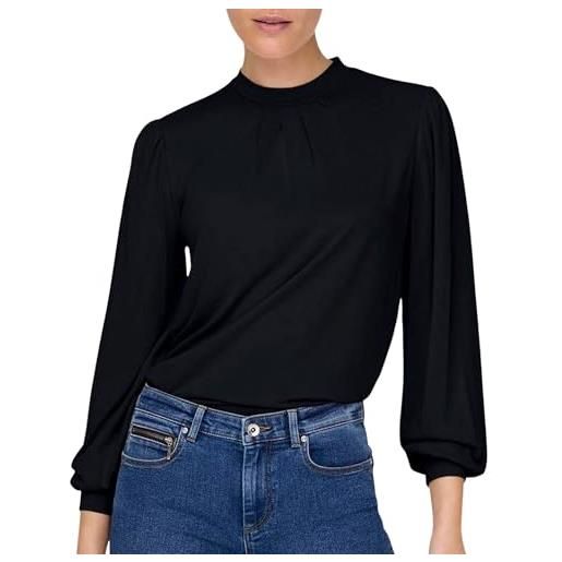 Only onlfree life l/s modal highneck top jrs camicia da donna, nero, xs