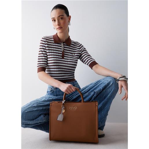 LIUJO liu jo borsa a mano media con charm, marrone