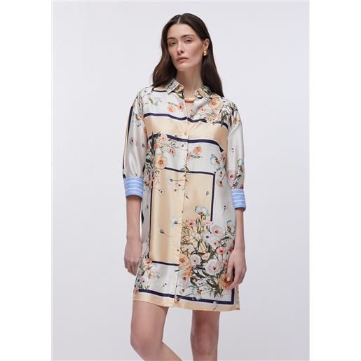 LIUJO liu jo abito corto in twill stampato, arancione/azzurro