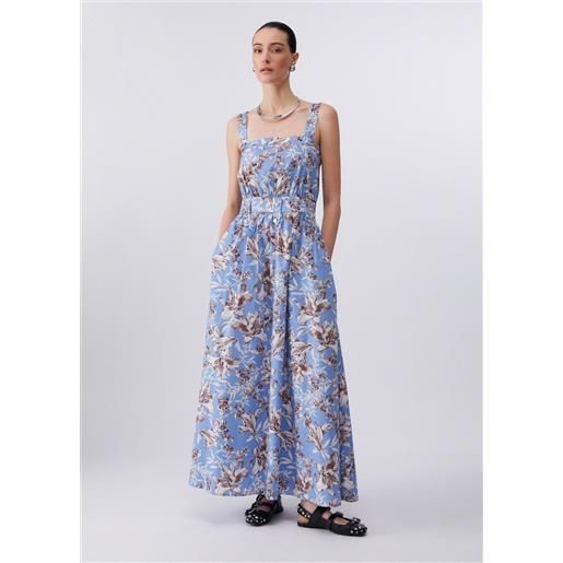 LIUJO liu jo abito lungo in popeline, azzurro con stampa