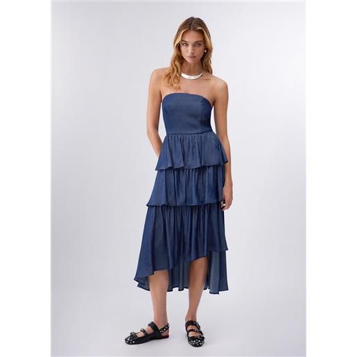 LIUJO liu jo abito midi asimmetrico, denim scuro