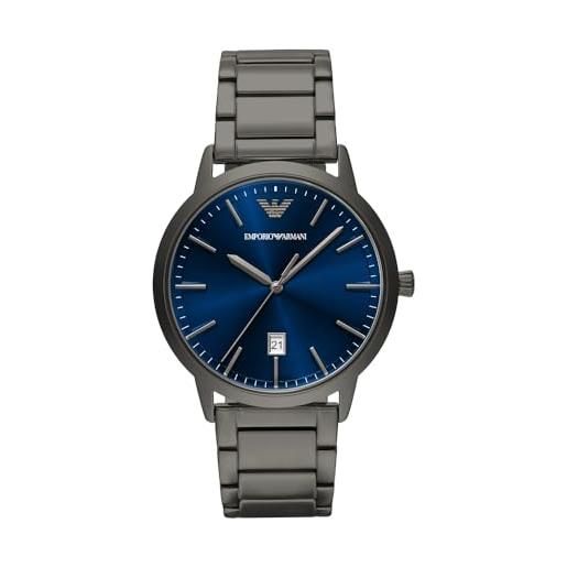 Emporio Armani orologio per uomo, movimento al quarzo con data a tre lancette e cassa da 43 mm con cinturino in acciaio