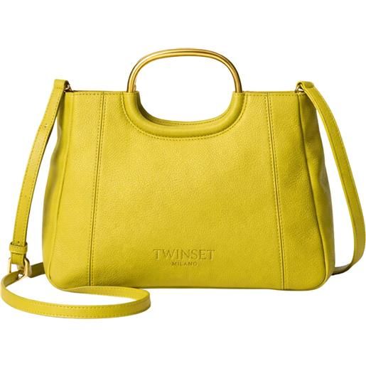 TWINSET borsa shopper in pelle con manici in metallo