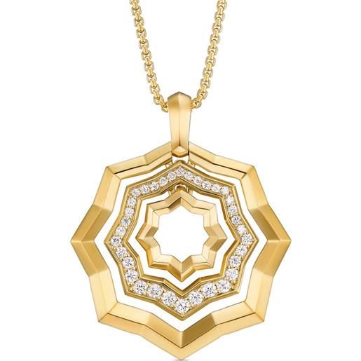 David Yurman collana con pendente zig zag stax in oro giallo 18kt con diamanti