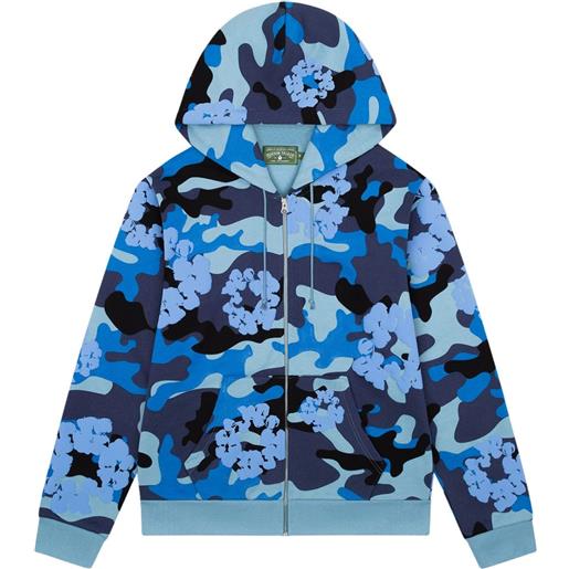 Denim Tears felpa wreath con zip e cappuccio - blu
