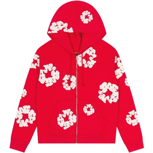 Denim Tears felpa con zip e stampa ghirlande - rosso