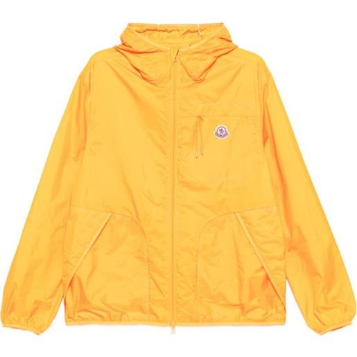 Moncler giacca con cappuccio e logo - arancione