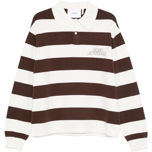 Axel Arigato polo rey a righe con logo - marrone