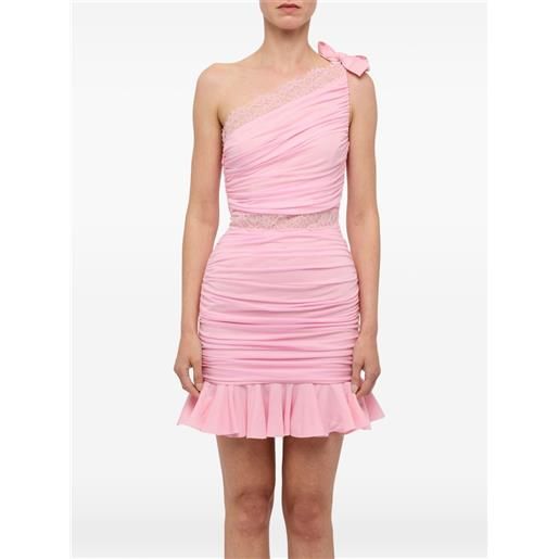 Giambattista Valli abito corto con ruches e dettaglio in pizzo - rosa