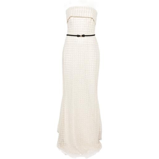Elie Saab abito lungo a rete con paillettes - toni neutri