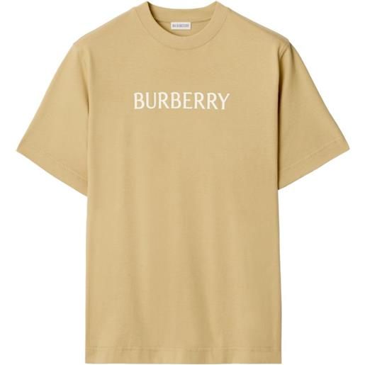 Burberry t-shirt in cotone con logo - toni neutri