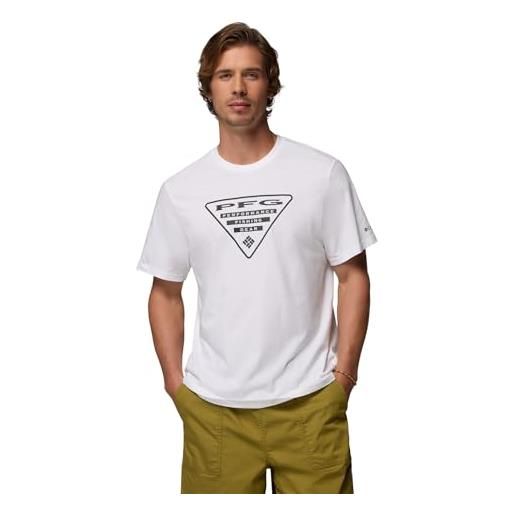 Columbia camicia a maniche corte pfg shield da uomo, bianca, s